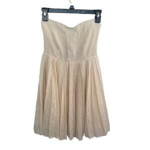 NEW XS Anthropologie Greylin silk ivory pleated bustier style strapless dress